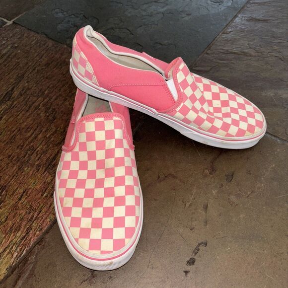 Vans Checkerboard Rose Pink White Women 11 Slip On Skateboarding Shoes Logo - Picture 2 of 10